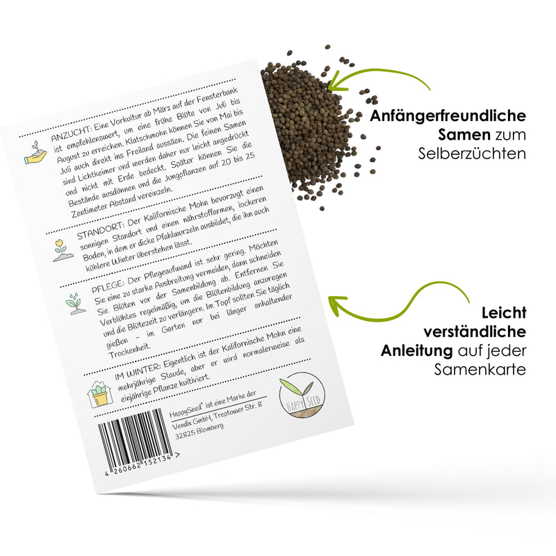 Kalifornischer Mohn Samen - Eschscholzia californica (Mix) - HappySeed