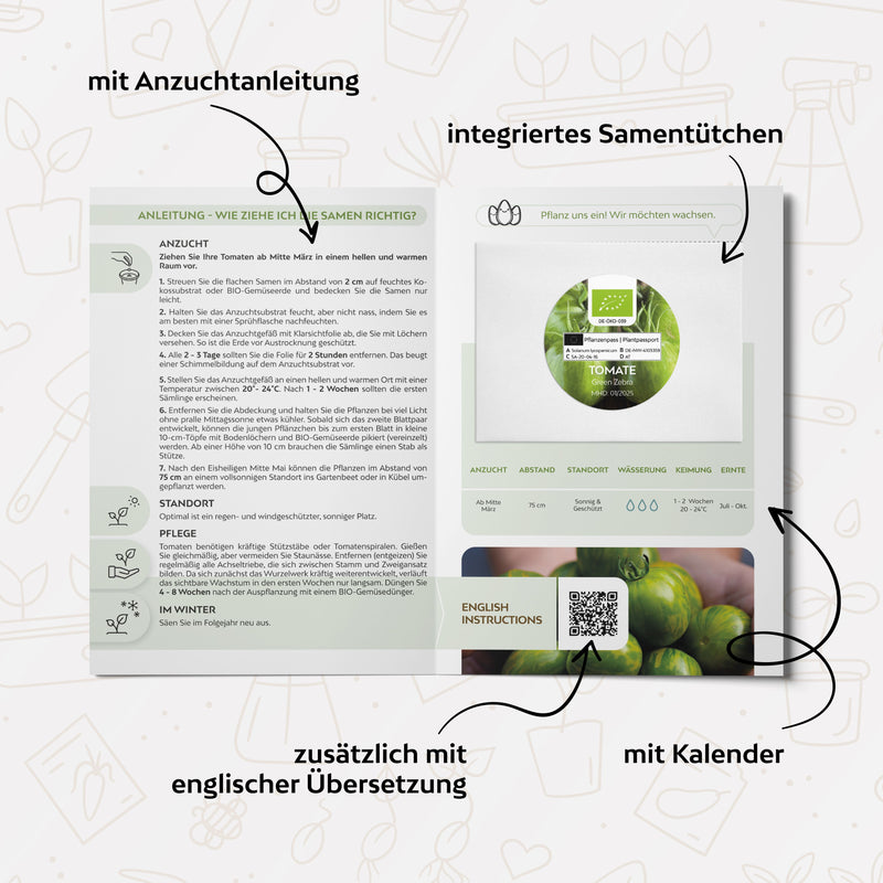 BIO Tomatensamen (Green Zebra) - Tomaten Saatgut aus biologischem Anbau (10 Korn) - HappySeed