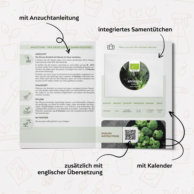 BIO Brokkoli Samen (Calabrese) - Brokkoli Saatgut aus biologischem Anbau (50 Korn) - HappySeed