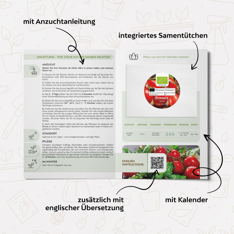 BIO Tomatensamen (Roma) - Tomaten Saatgut aus biologischem Anbau (10 Korn) - HappySeed