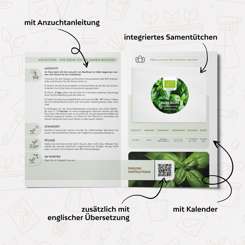 BIO Basilikum Samen Sweet Genovese - Küchenkräuter Saatgut aus biologischem Anbau (400 Korn) - HappySeed