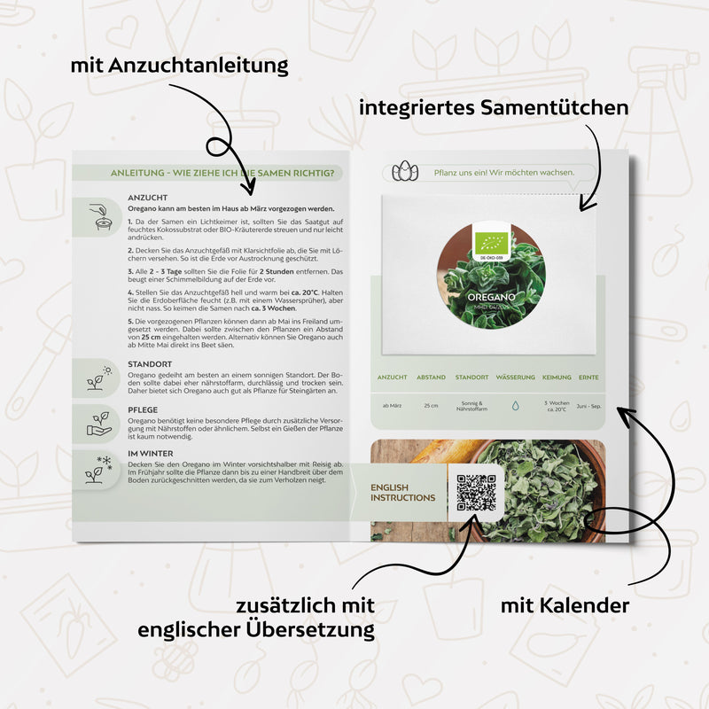 BIO Oregano Samen - Küchenkräuter Saatgut aus biologischem Anbau (750 Korn) - HappySeed