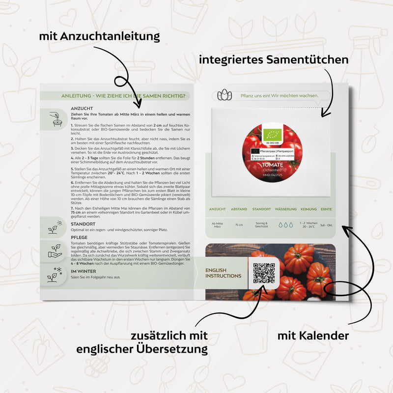 BIO Tomatensamen (Ochsenherz) - Tomaten Saatgut aus biologischem Anbau (10 Korn) - HappySeed