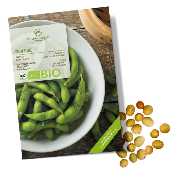 BIO Bohnen Samen (Edamame) - Bohne Saatgut aus biologischem Anbau (12 Korn) - HappySeed