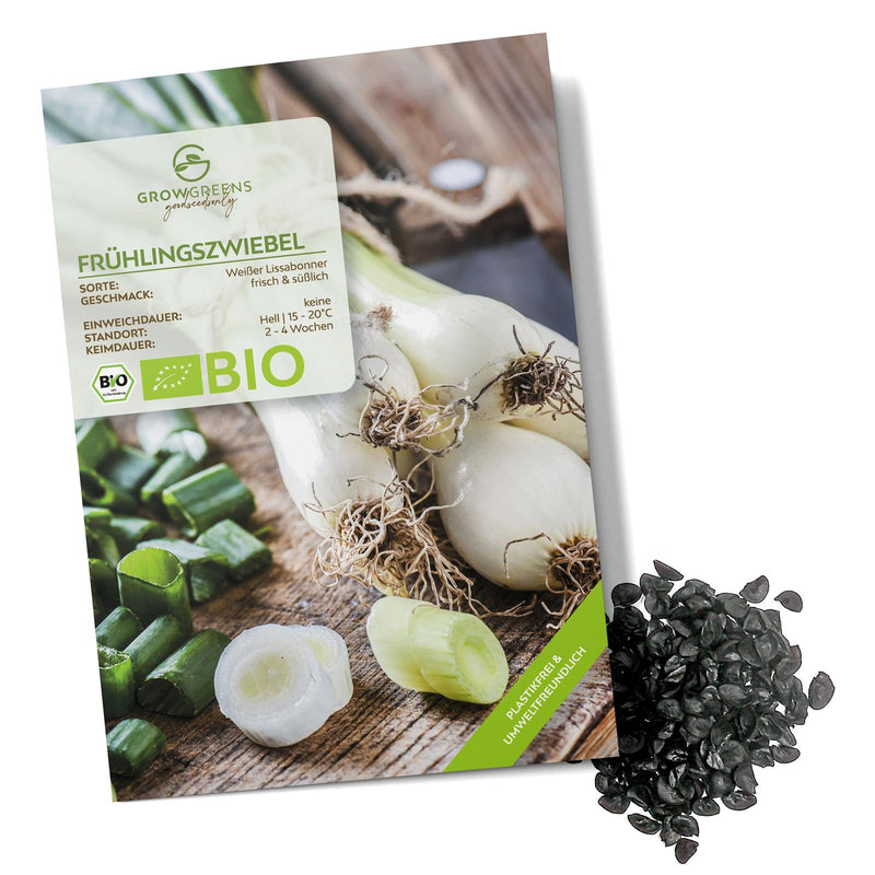 BIO Frühlingszwiebel Samen (Weißer Lissabonner) - Frühlingszwiebeln Saatgut aus biologischem Anbau (75 Korn) - HappySeed