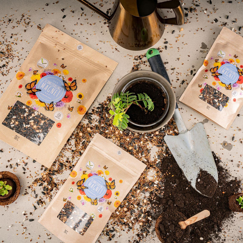 Schmetterlingswiese Samen für eine bunte Blumenwiese - Farbenfrohe &amp; nektarreiche Wildblumensamen für Schmetterlinge - HappySeed