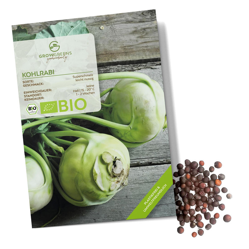 BIO Kohlrabi Samen (Superschmelz) - Kohlrabi Saatgut aus biologischem Anbau (20 Korn) - HappySeed