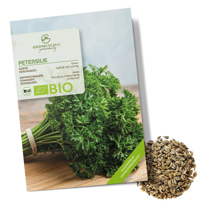 BIO Petersilie Samen kraus - Küchenkräuter Saatgut aus biologischem Anbau (400 Korn) - HappySeed