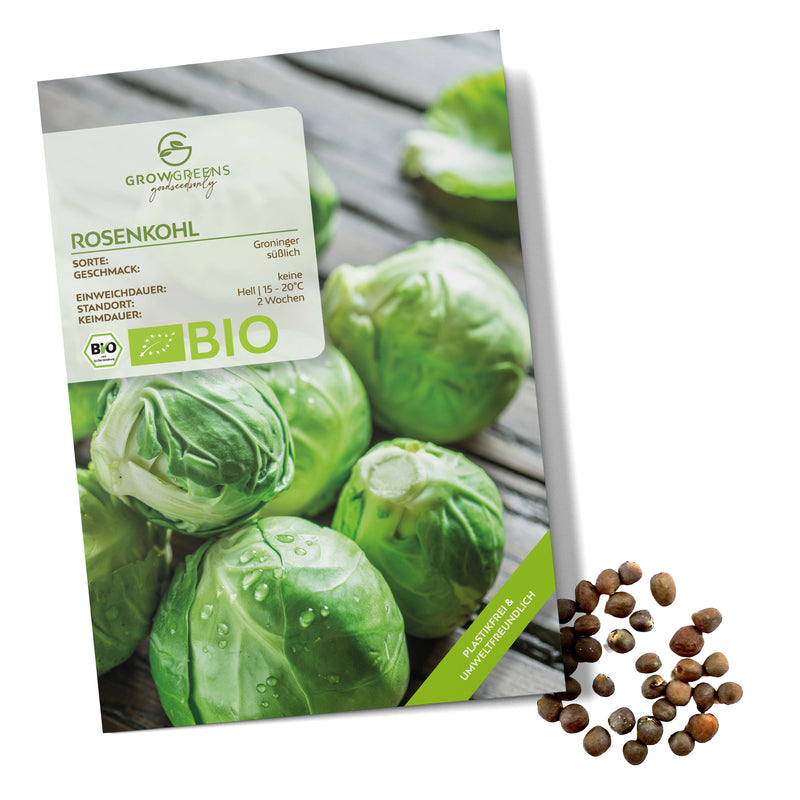BIO Rosenkohl Samen (Groninger) - Rosenkohl Saatgut aus biologischem Anbau (30 Korn) - HappySeed
