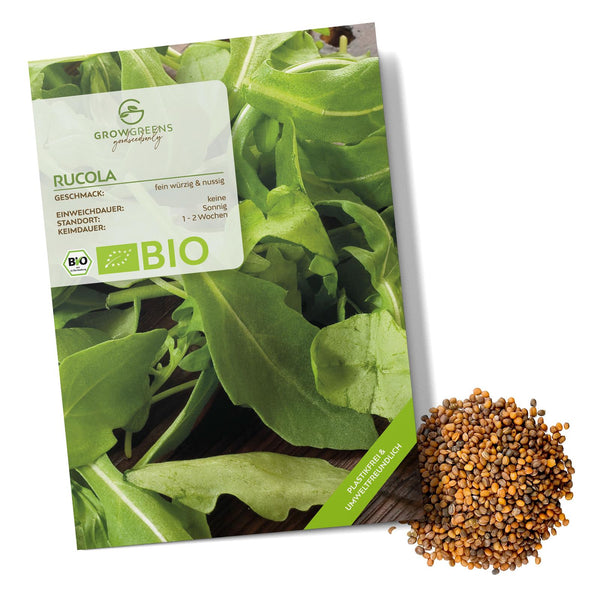 BIO Rucola Samen (Eruca sativa) - Rauke Saatgut aus biologischem Anbau (500 Korn) - HappySeed