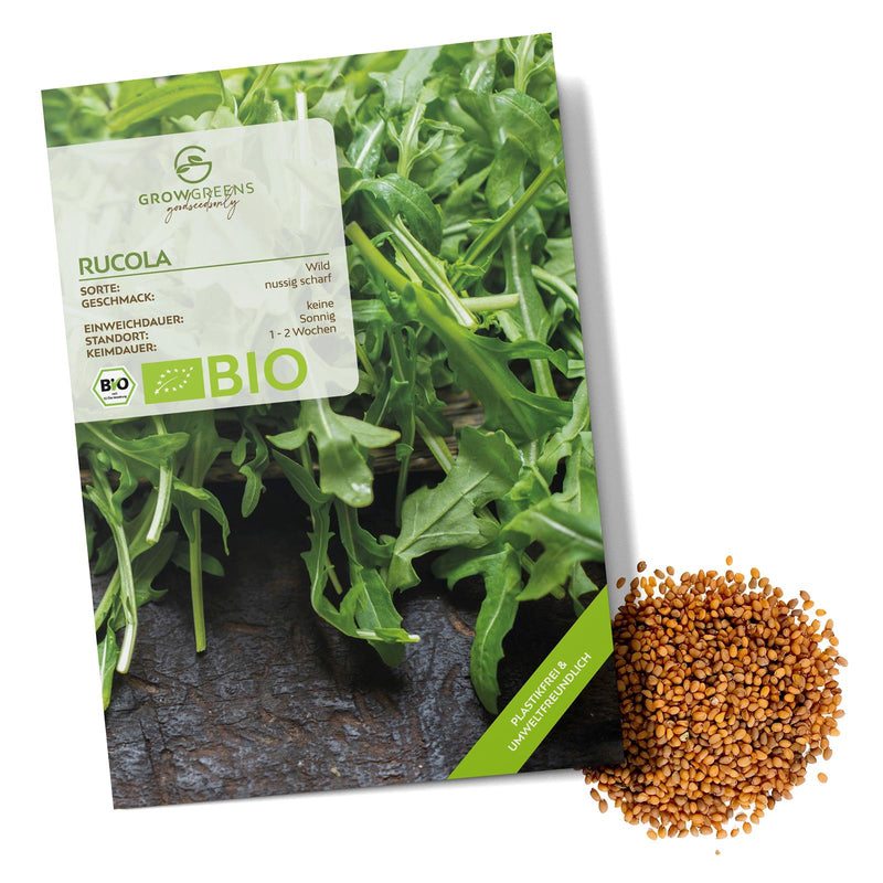 BIO Rucola Samen (Diplotaxis tenuifolia) - Wilde Rauke Saatgut aus biologischem Anbau (750 Korn) - HappySeed
