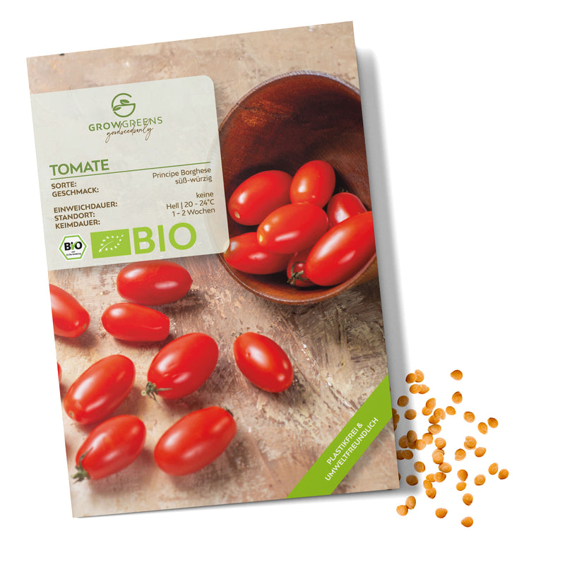 BIO Tomatensamen (Principe Borghese) - Tomaten Saatgut aus biologischem Anbau (10 Korn) - HappySeed