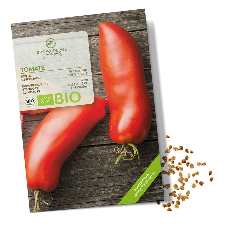 BIO Tomatensamen (San Marzano) - Tomaten Saatgut aus biologischem Anbau (10 Korn) - HappySeed