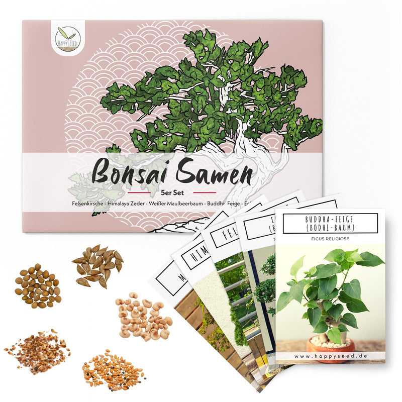 Einzigartige Bonsai Samen mit hoher Keimrate - 5er Set inkl. GRATIS eBook - HappySeed