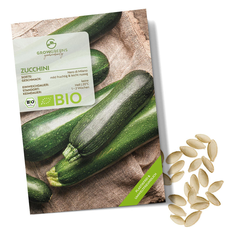 BIO Zucchini Samen (Nero di Milano) - Zucchini Saatgut aus biologischem Anbau (5 Korn) - HappySeed